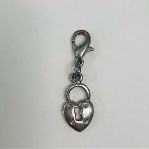 heart and lock dangle charm, silver tone, lobster claw hook closure